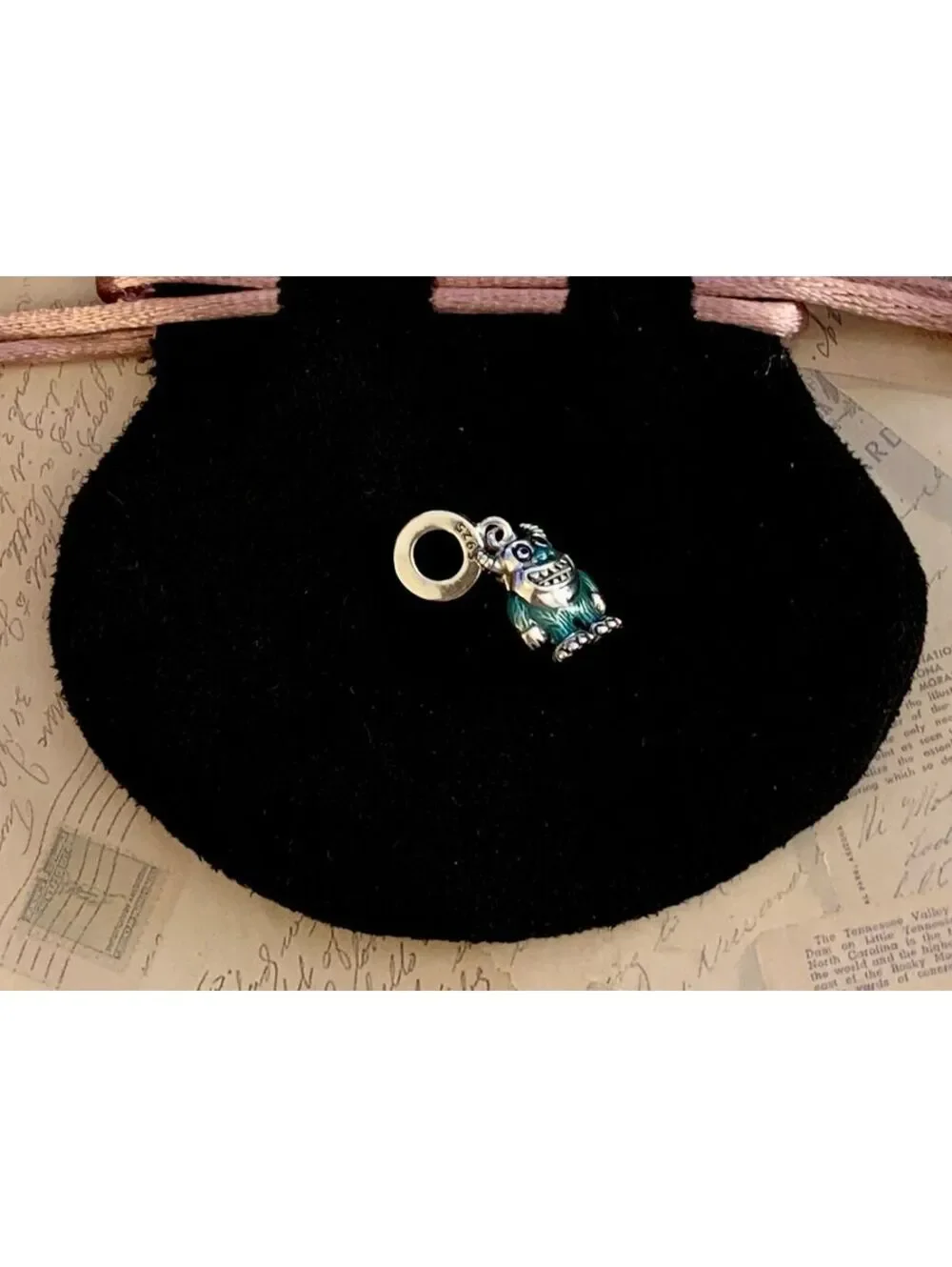 Monster Charm Green Silver Collectible Jewelry Fun Gift